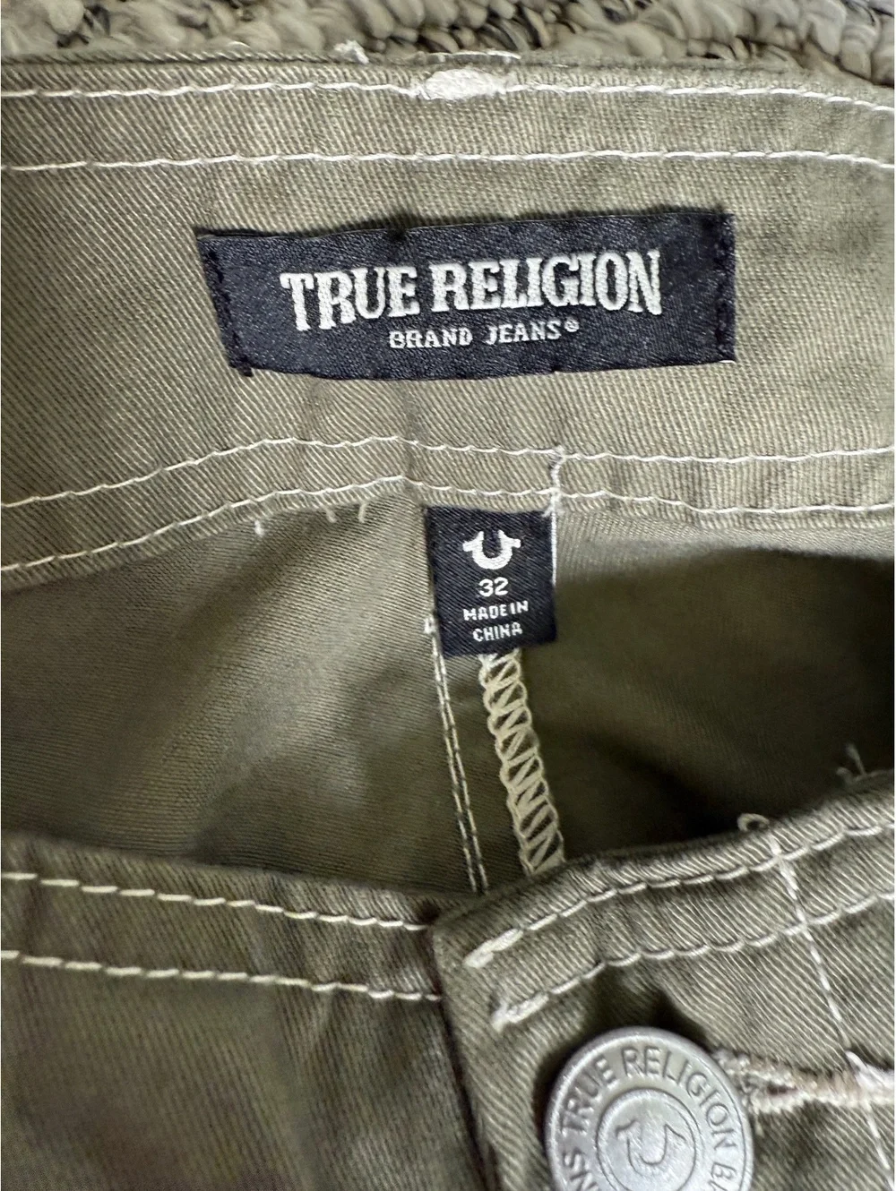NWT True Religion VTG Distressed Military Army Soldier Cargo Pocket Pants Men 32
